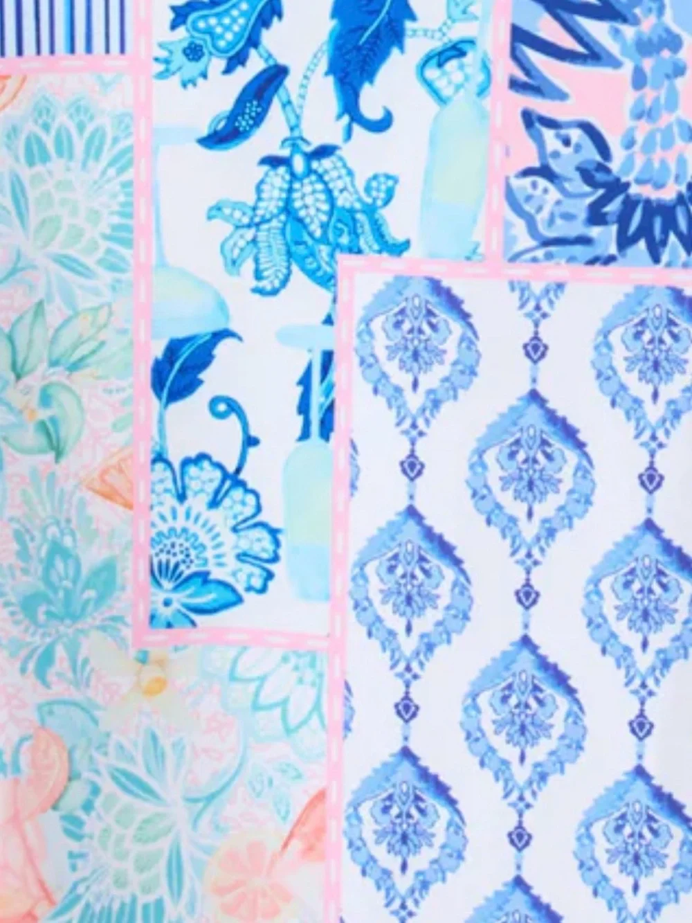 NWT CABANA LIFE Printed Patchwork Scarf 2025 Printed, blue and pink - Picture 4 of 5